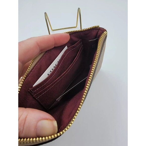 NWT Coach Corner Zip Wristlet Crossgrain Leather 58032 Wallet Bag  Taupe - Picture 5 of 7